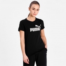 Puma Fitness-Shirt Essentials Logo (100% Baumwolle) schwarz Damen